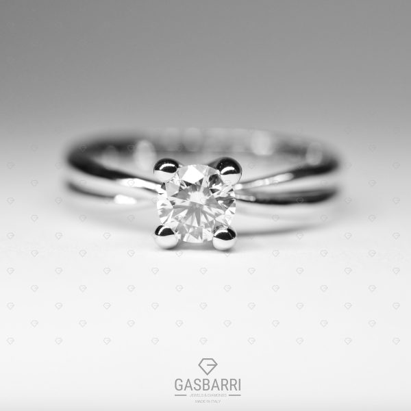 Anello Oro Bianco Diamante 0.50 carati D-IF Triplo Excellent