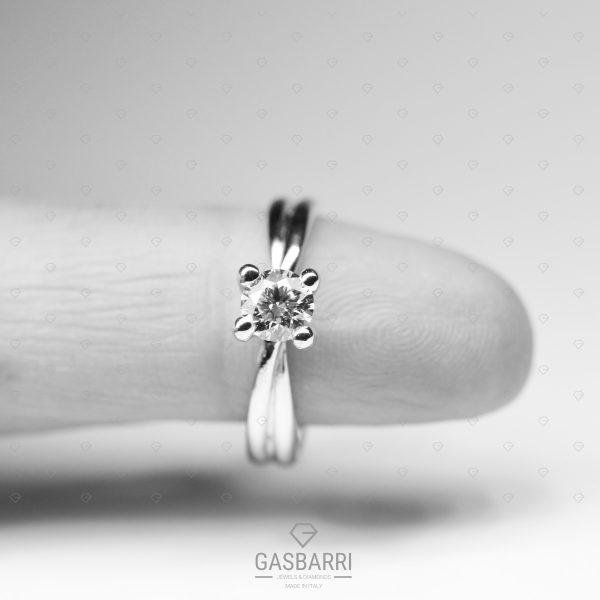Anello Oro Bianco Diamante 0.50 carati D-IF Triplo Excellent