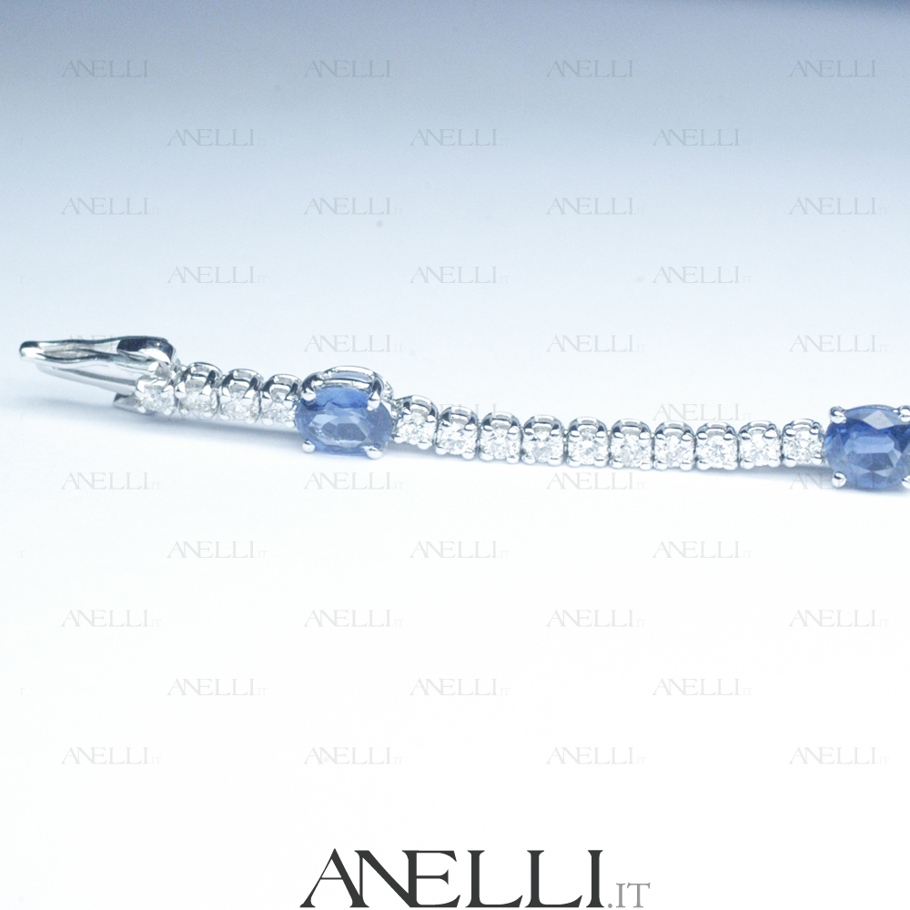 BRACCIALE TENNIS INTER DIAMANTI NERI NATURALI CT. 3.96 E ZAFFIRI