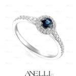 Anello Halo Zaffiro e Diamanti 1.15 Carati