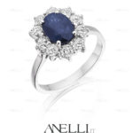 Anello Zaffiro a Fiore con Diamanti