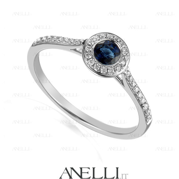 Halo con Zaffiro e Diamanti