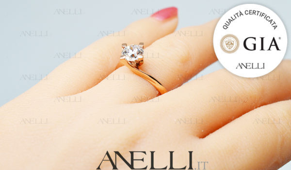 1 Carato F-VS1 in Oro Rosa con certificato GIA