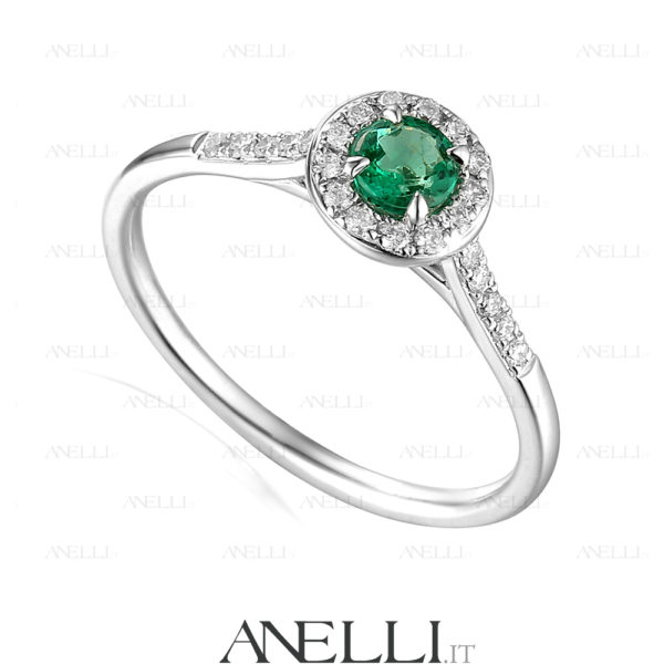 Anello Halo Smeraldo 0.80 Carati