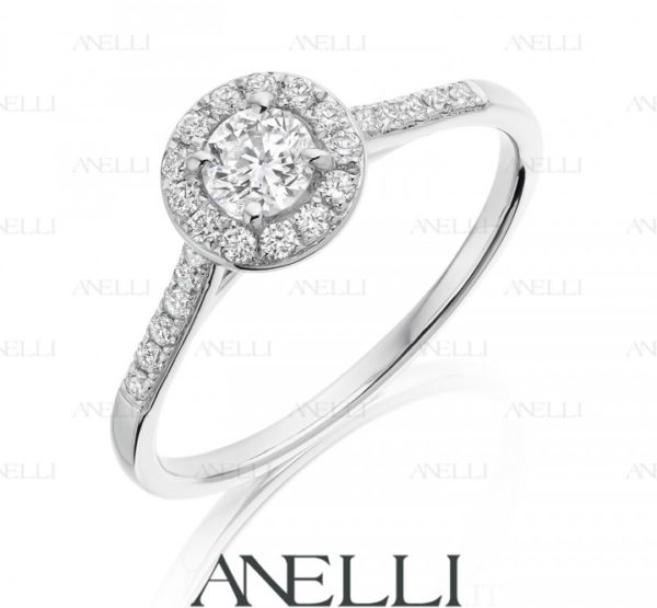 Anello Halo Diamante 0.40 carati F-VS1