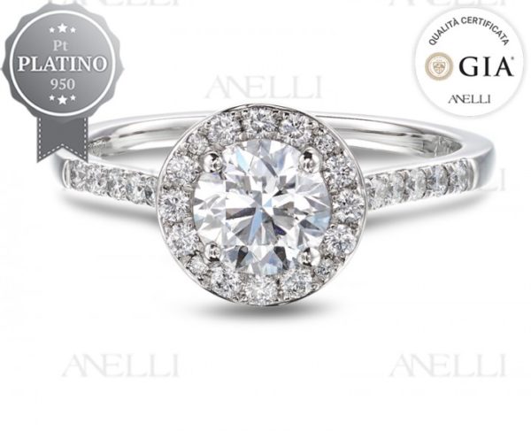 Anello Halo Platino 1 carato F-VS1 GIA
