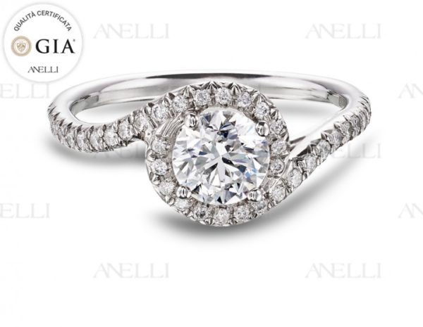 Anello Halo 1 Carato Colore G purezza VS1
