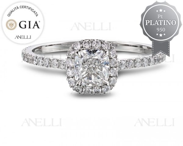 Halo Platino Cuscino 0.50 carati D-IF GIA