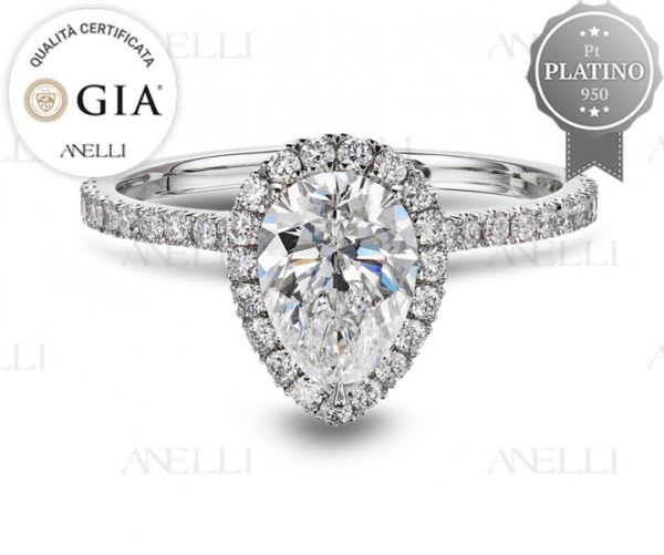 Halo Platino Goccia 1.50 carati F-VS1 GIA