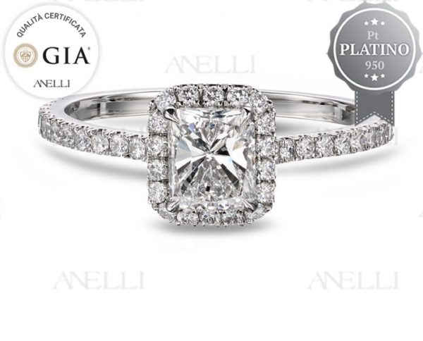 Anello Halo Radiant 1 Carato F-VS1 in Platino