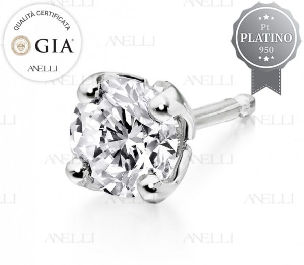 Orecchino singolo Mezzo Carato F-IF con GIA