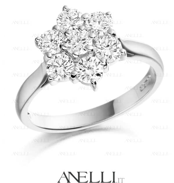 Anello Fiore Diamanti 1.40 Carati D-IF