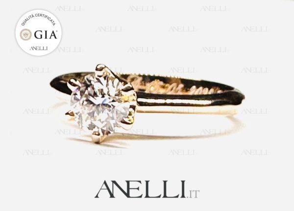 Anello Oro Rosa 0.60 D-IF Triplo Excellent GIA