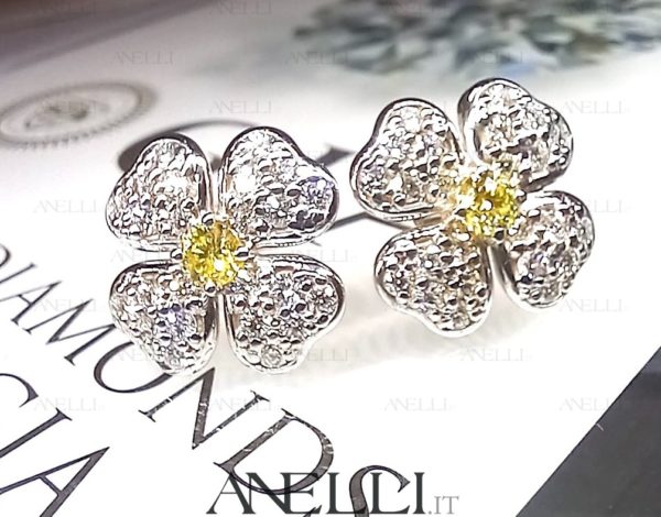 Orecchini Fiore Diamanti Fancy Yellow