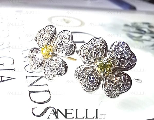 Orecchini Fiore Diamanti Fancy Yellow